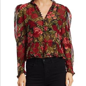 The Kooples floral puff-sleeve blouse